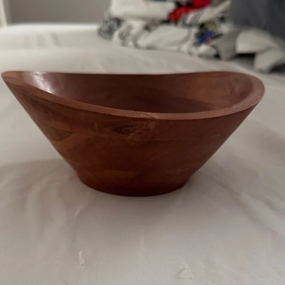 Rustic Brown Wooden Serving Bowl - Picture 2 of 3